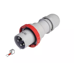 Straight CEE plug with jacket clamp connection, 63 A, IP66|67|69