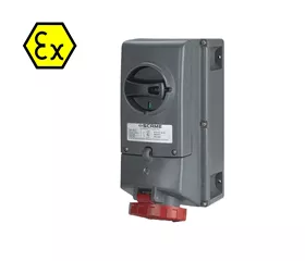 ATEX switched interlocked CEE socket 16 A, IP66, 3P+N+E, 6 h, with fuse carrier