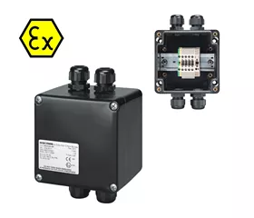 Cassetta ATEX IP66, 4 morsetti passanti WDU + 1 morsetto di terra WPE, 4 mm²