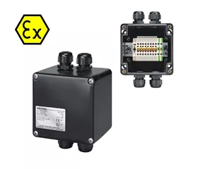 Cassetta ATEX IP66, 8 morsetti passanti WDU + 2 morsetti di terra WPE, 4 mm²